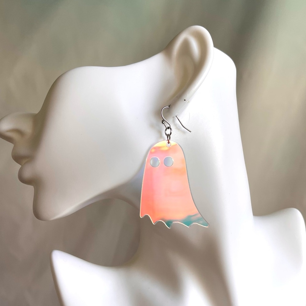 Iridescent Acrylic Ghost Dangle Earrings